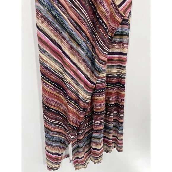 PERUVIAN CONNECTION Women's Multicolor Geometric 1/2 Sleeve Jersey Maxi Dress M - Picture 2 of 6